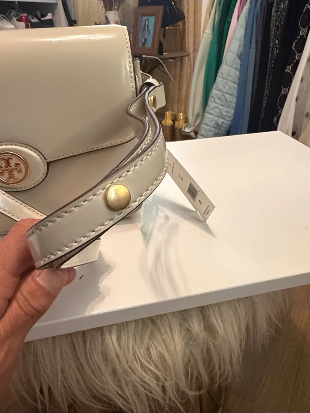 Tory Burch Robinson Patent Leather Crossbody with Gold Logo
